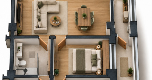 Apartament 2 camere, 57 mp utili Preajba - 0% comision la cu