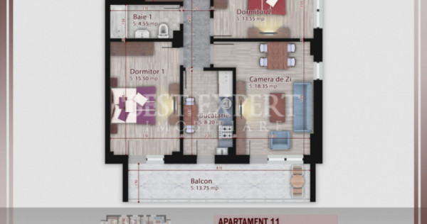 3 Camere | Bloc Boutique| &Icirc;ncălzire Pardoseală |600 m STB