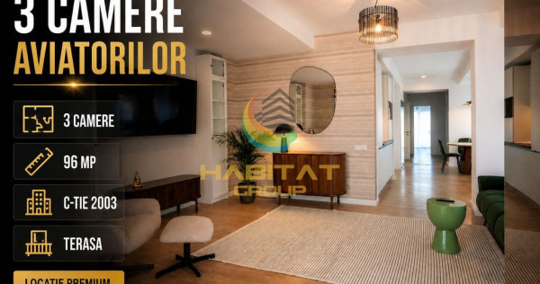 V&acirc;nzare Apartament 3 camere | Aviatorilor | Mobilat si Utilat | 96 mp