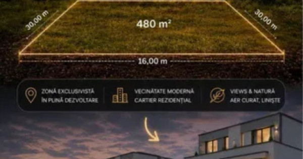 Teren intravilan 480 mp | PUZ aprobat duplex S+P+E+Er | Borh